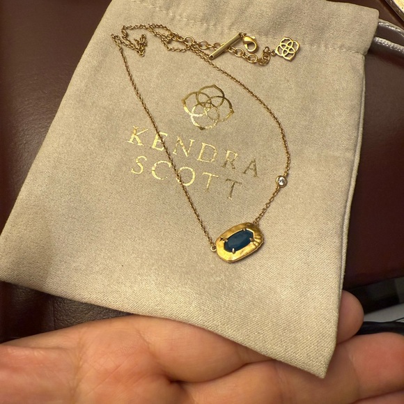 Kendra Scott Gold and Teal Apatite Necklace - Picture 1 of 3